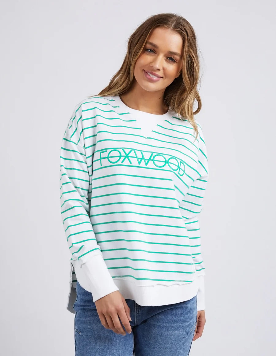 FOXWOOD SIMPLIFIED STRIPE CREW GREEN