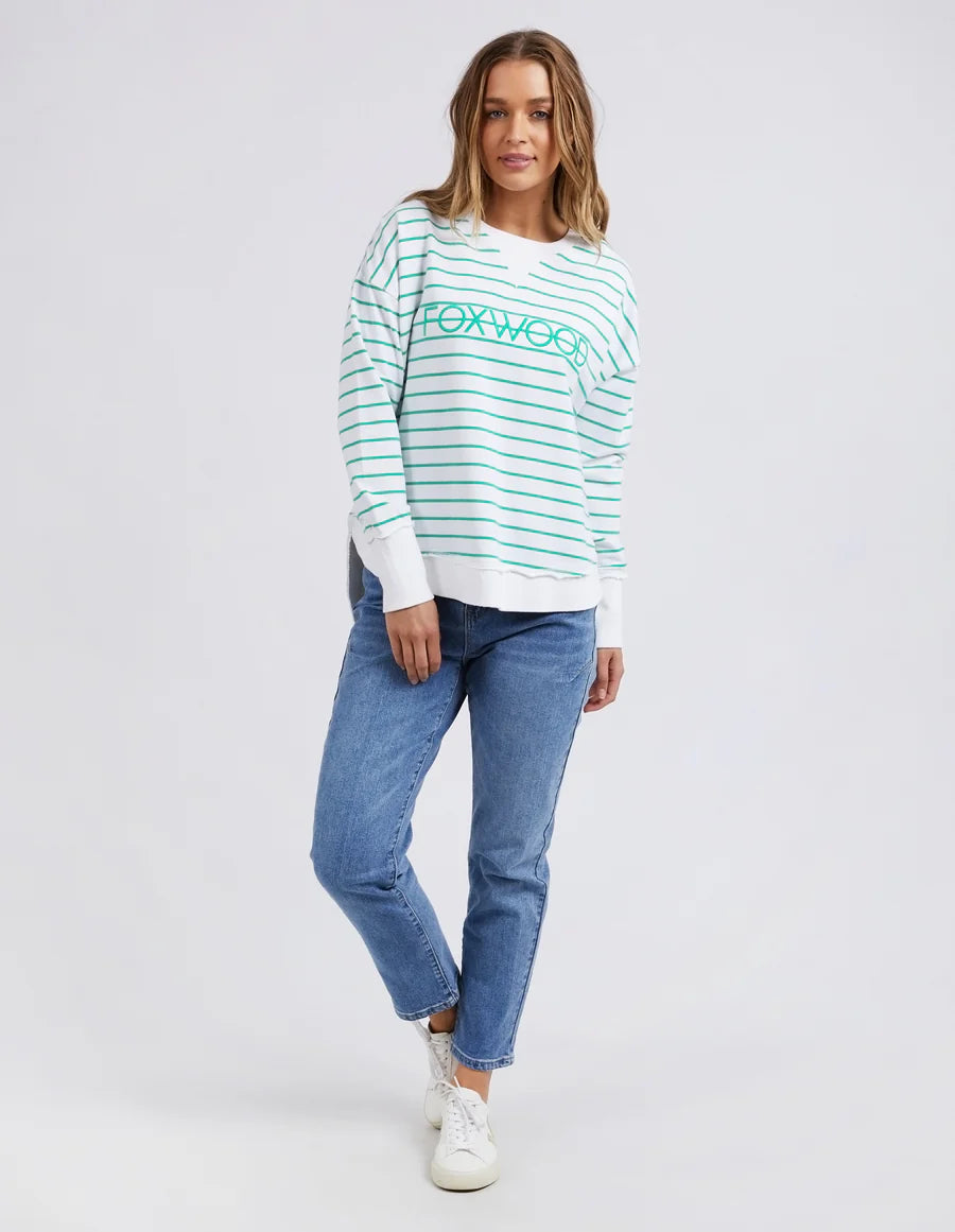 FOXWOOD SIMPLIFIED STRIPE CREW GREEN