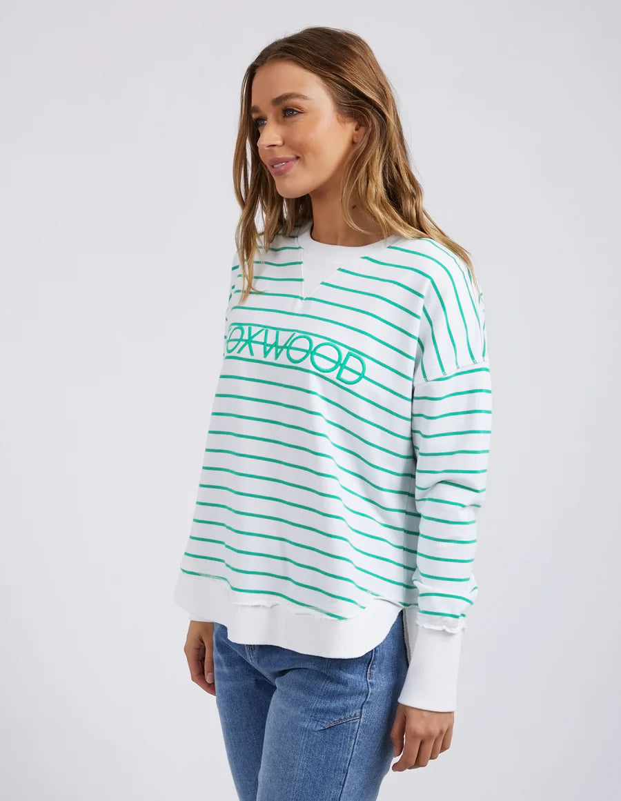 FOXWOOD SIMPLIFIED STRIPE CREW GREEN