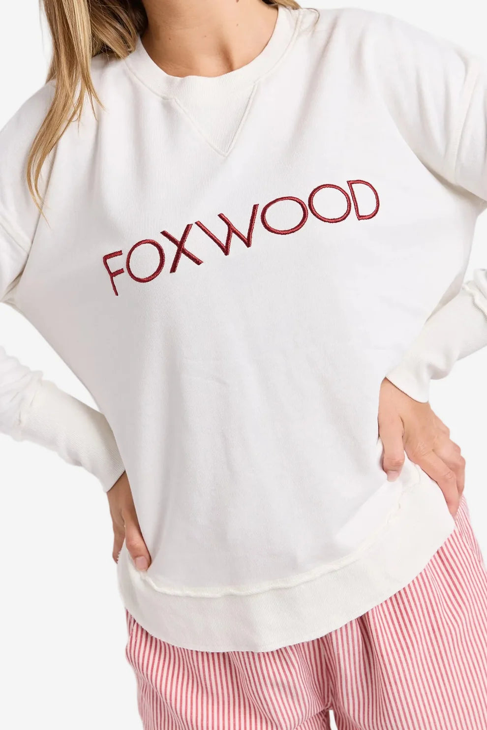 Foxwood Simplified Metallic Crew | Ecru