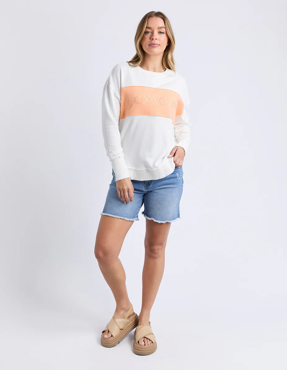 Foxwood Simplified Tonal Crew Vintage White & Peach
