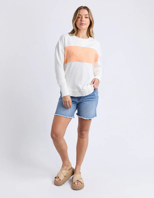 Foxwood Simplified Tonal Crew Vintage White & Peach