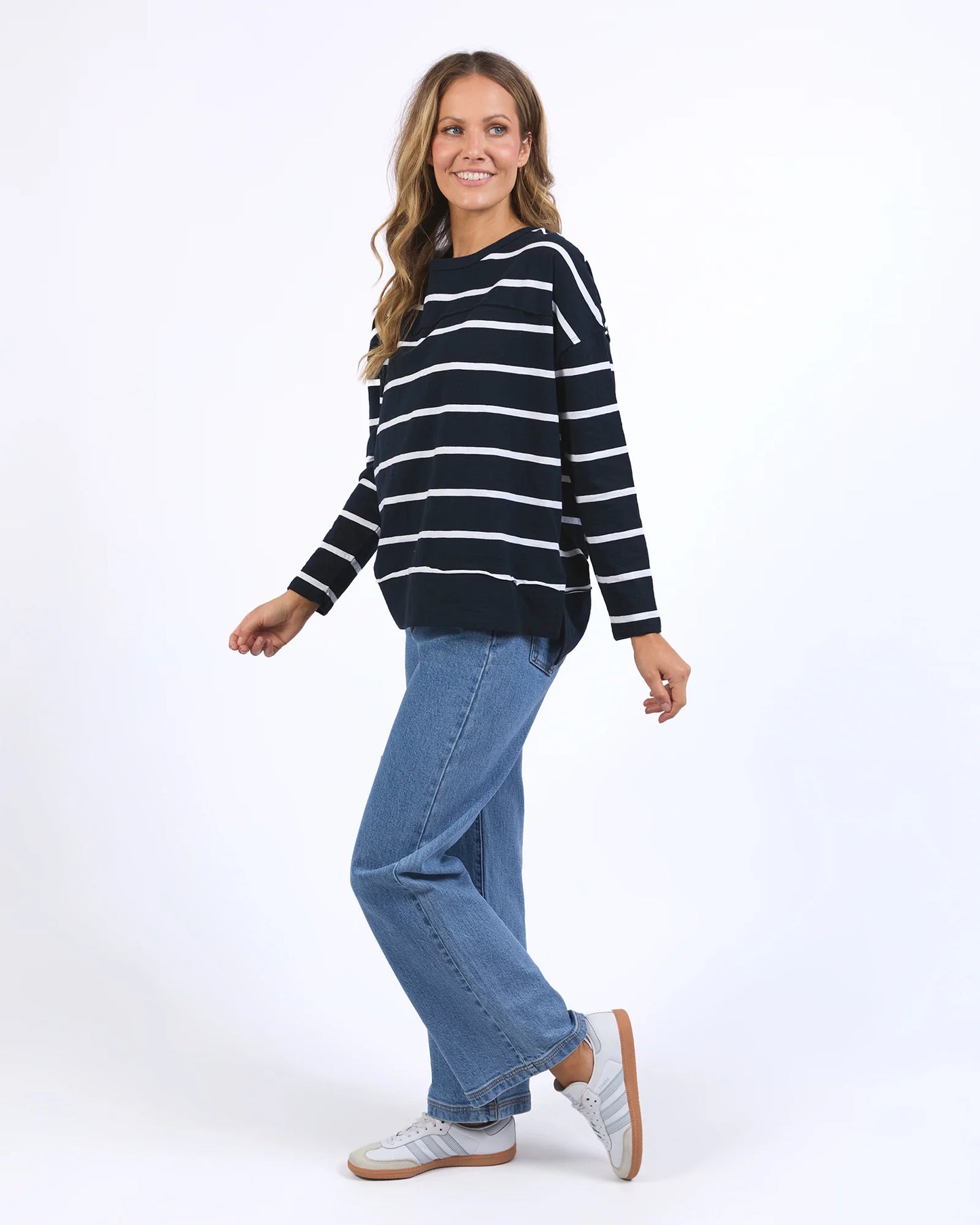 Foxwood Jayne Stripe Throw On Top | Navy