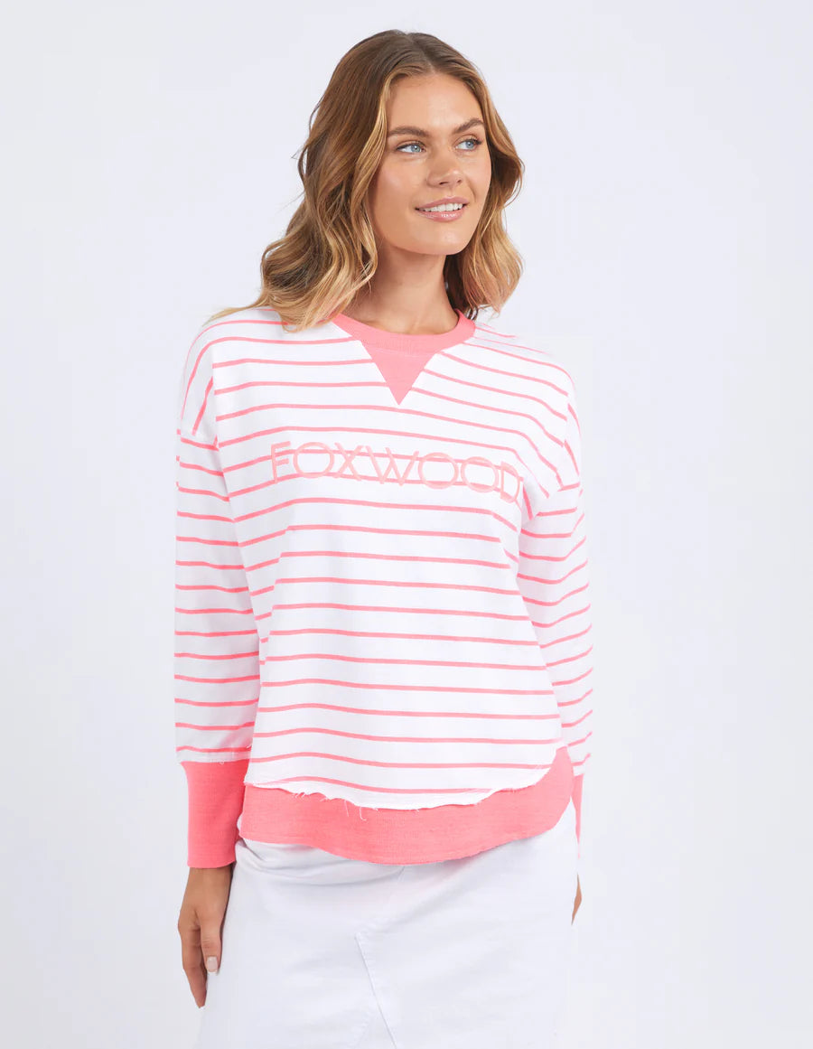 FOXWOOD SIMPLIFIED STRIPE CREW NEON ROSE