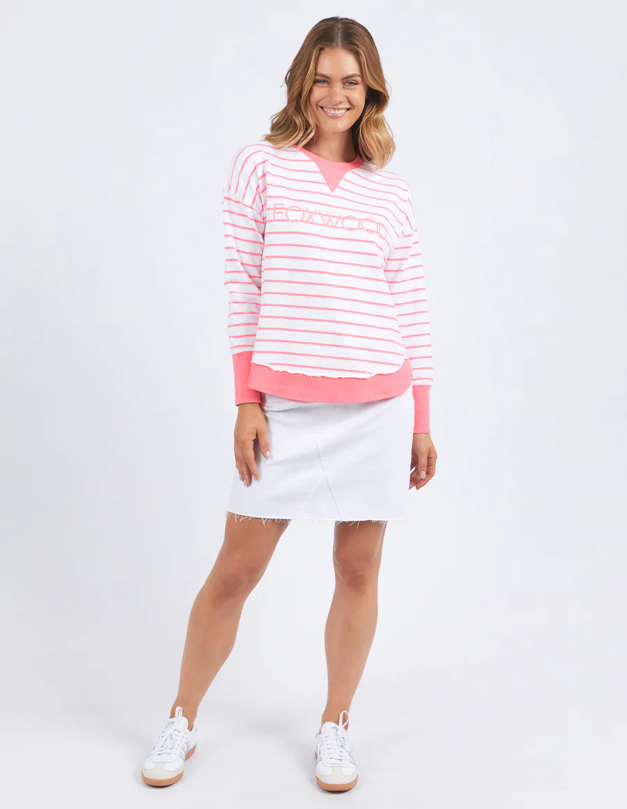 FOXWOOD SIMPLIFIED STRIPE CREW NEON ROSE