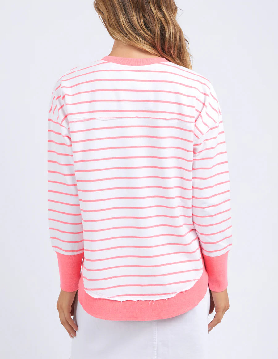 FOXWOOD SIMPLIFIED STRIPE CREW NEON ROSE