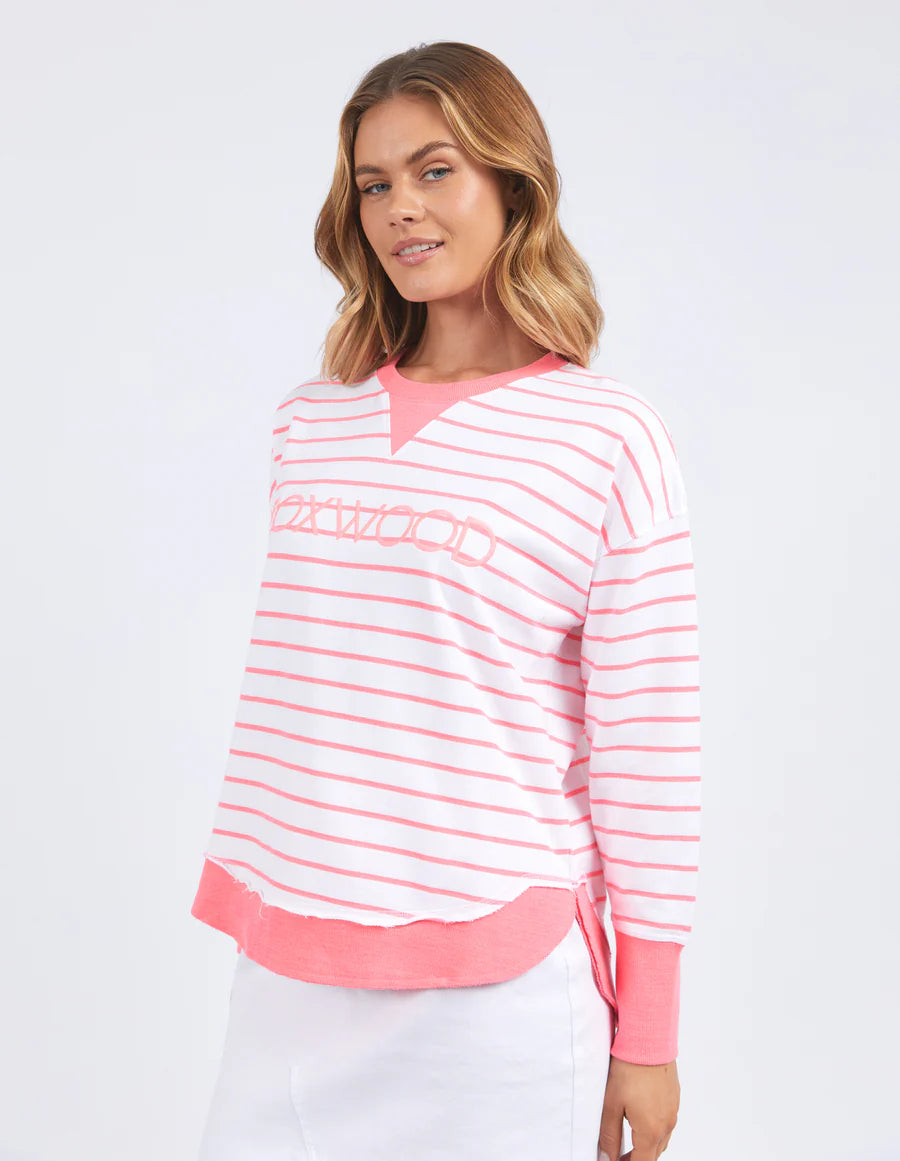 FOXWOOD SIMPLIFIED STRIPE CREW NEON ROSE