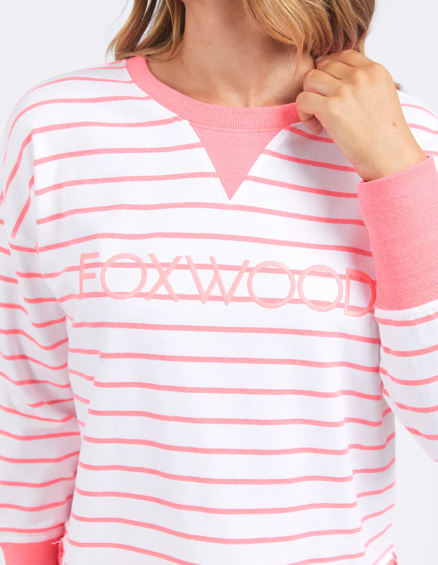 FOXWOOD SIMPLIFIED STRIPE CREW NEON ROSE