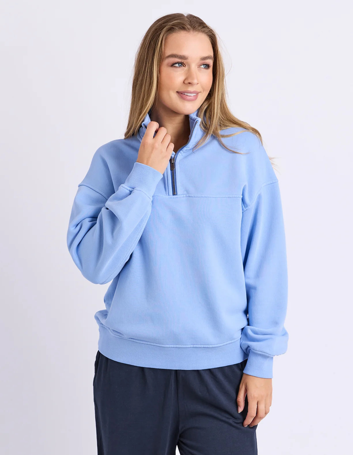 Foxwood College Pigment Zip Crew | Blue