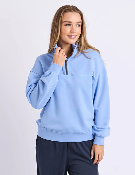 Foxwood College Pigment Zip Crew | Blue