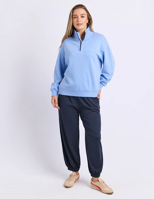 Foxwood College Pigment Zip Crew | Blue