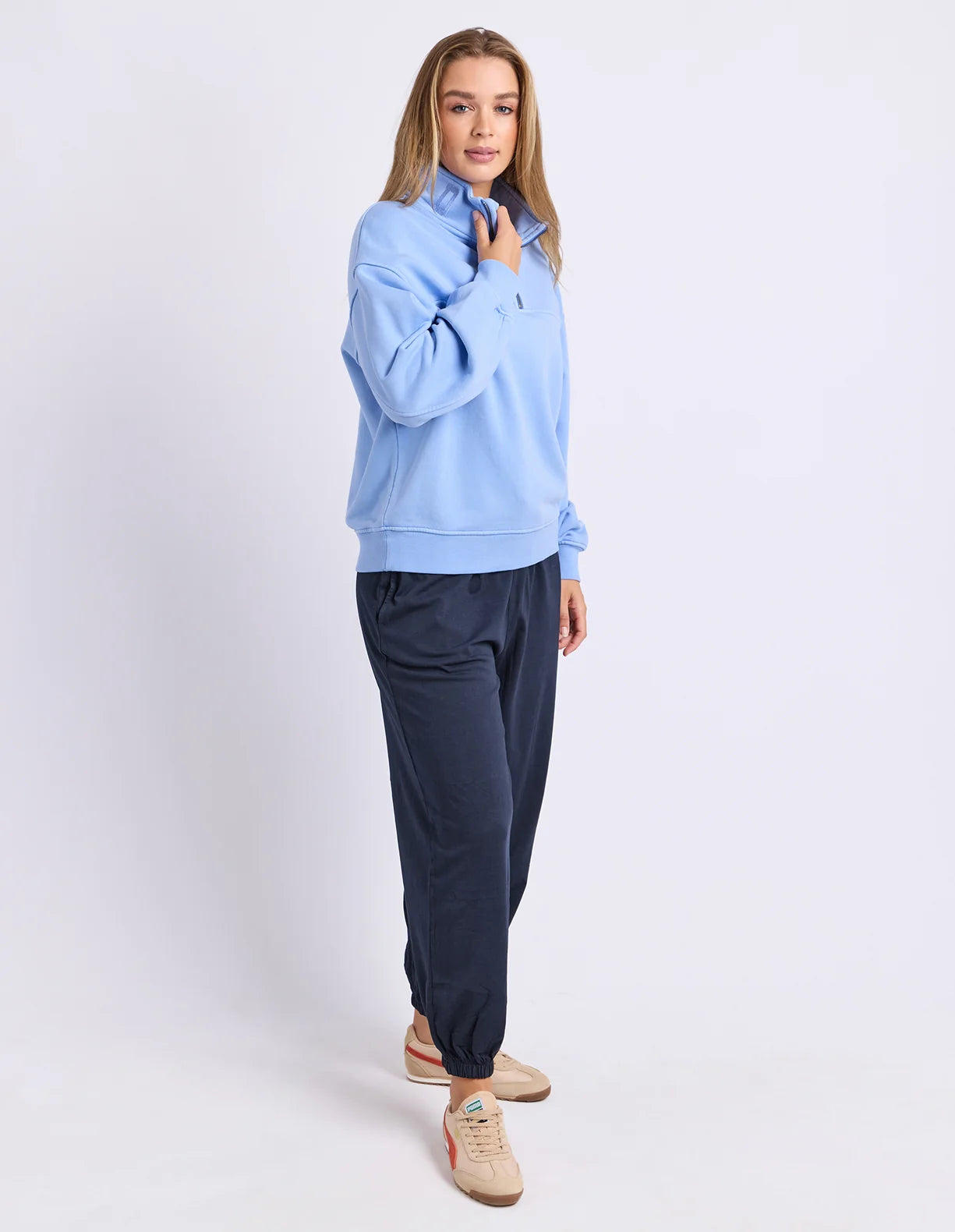 Foxwood College Pigment Zip Crew | Blue