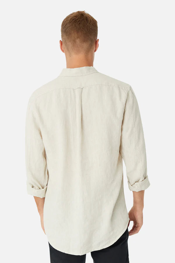 INDUSTRIE THE TENNYSON LINEN LS SHIRT OATMEAL