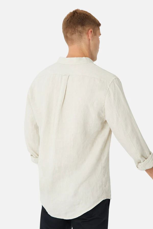 INDUSTRIE THE TENNYSON LINEN LS SHIRT OATMEAL