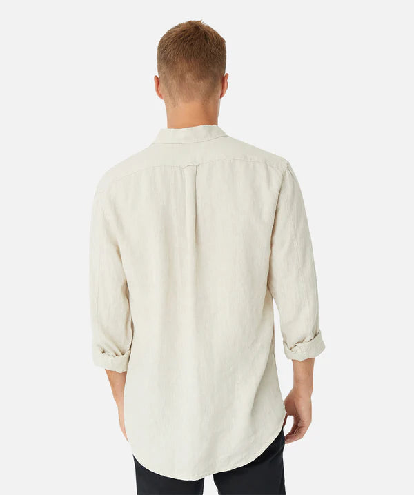 INDUSTRIE THE TENNYSON LINEN LS SHIRT OATMEAL