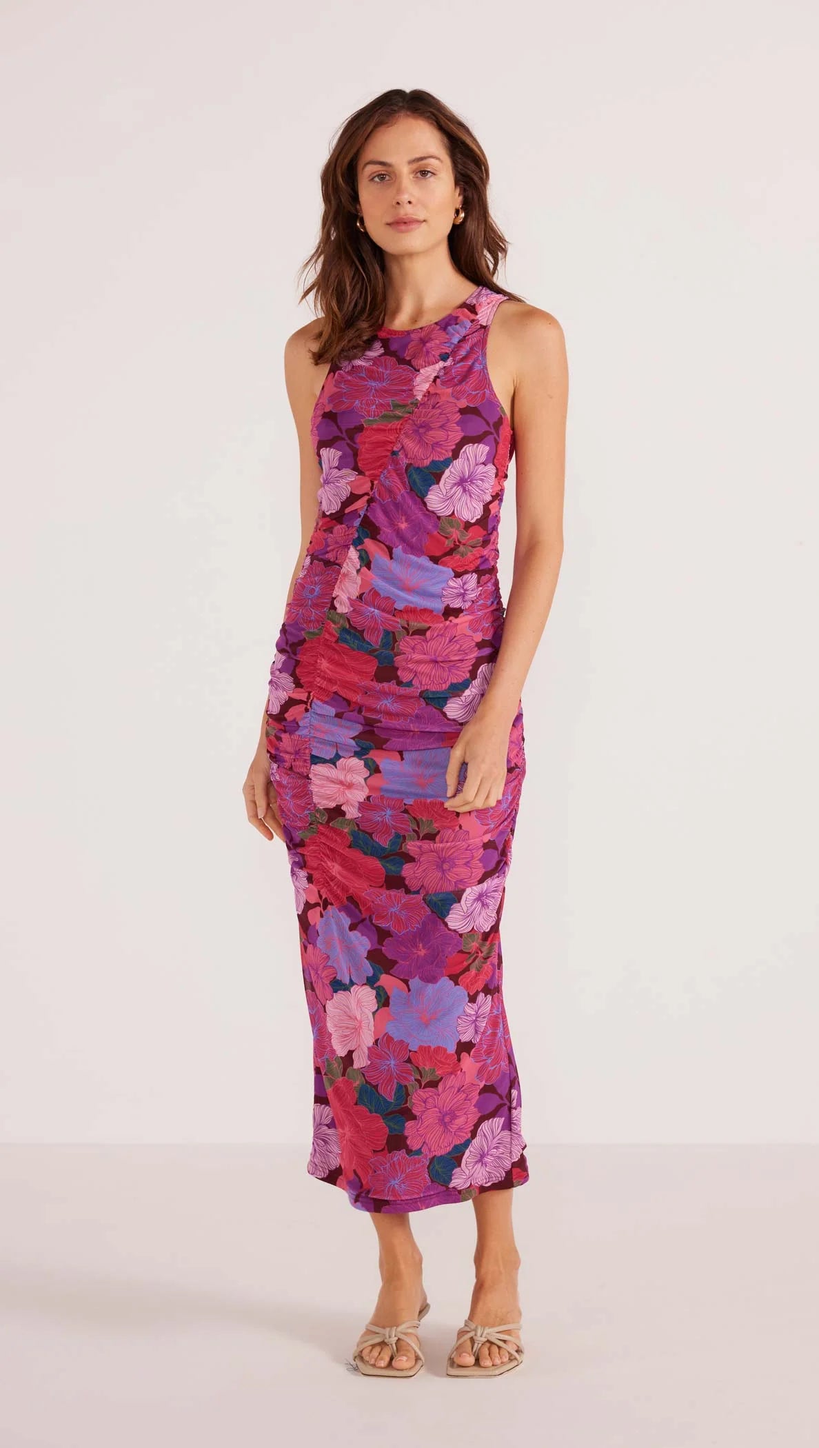 MINK PINK LEXIE MESH MIDI DRESS FLORAL BLOOMS