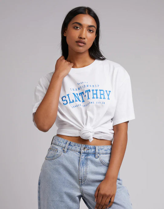 SILENT THEORY VARSITY TEE LIGHT BLUE