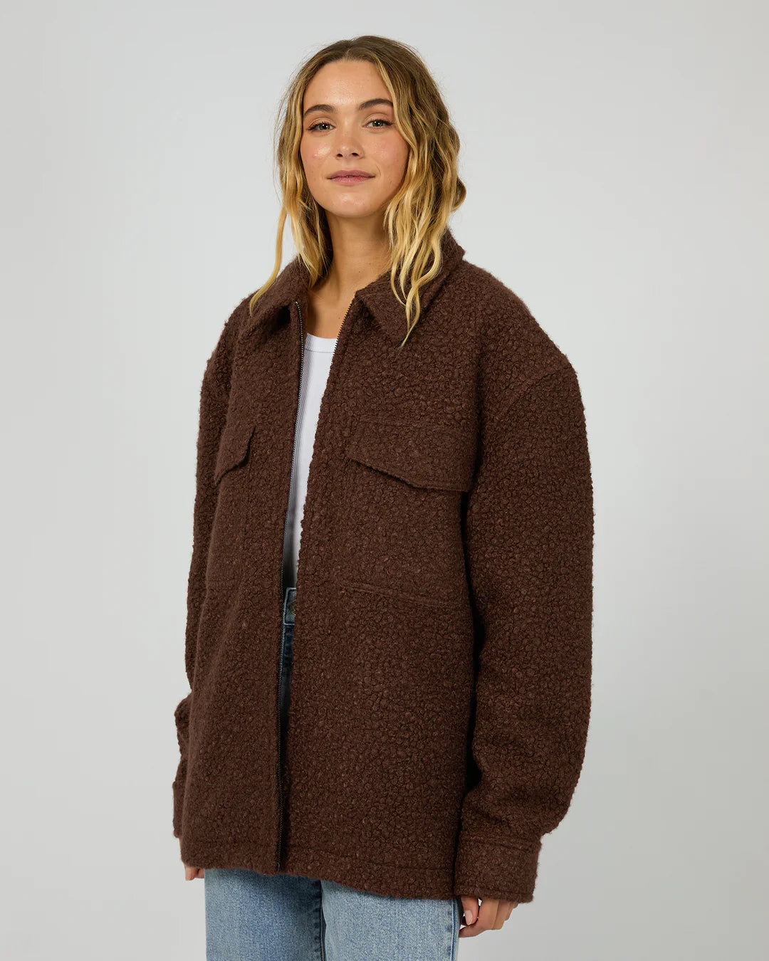 SILENT THEORY ROMY TEXTURED JACKET BROWN