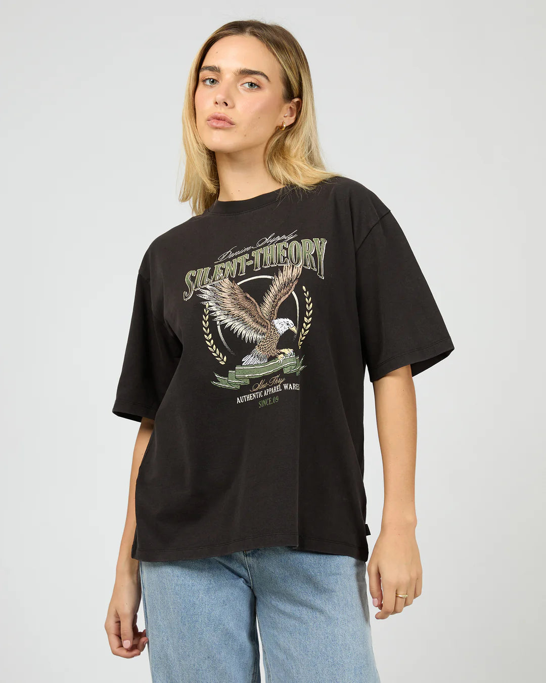 SILENT THEORY AIRBORNE TEE WASHED BLACK