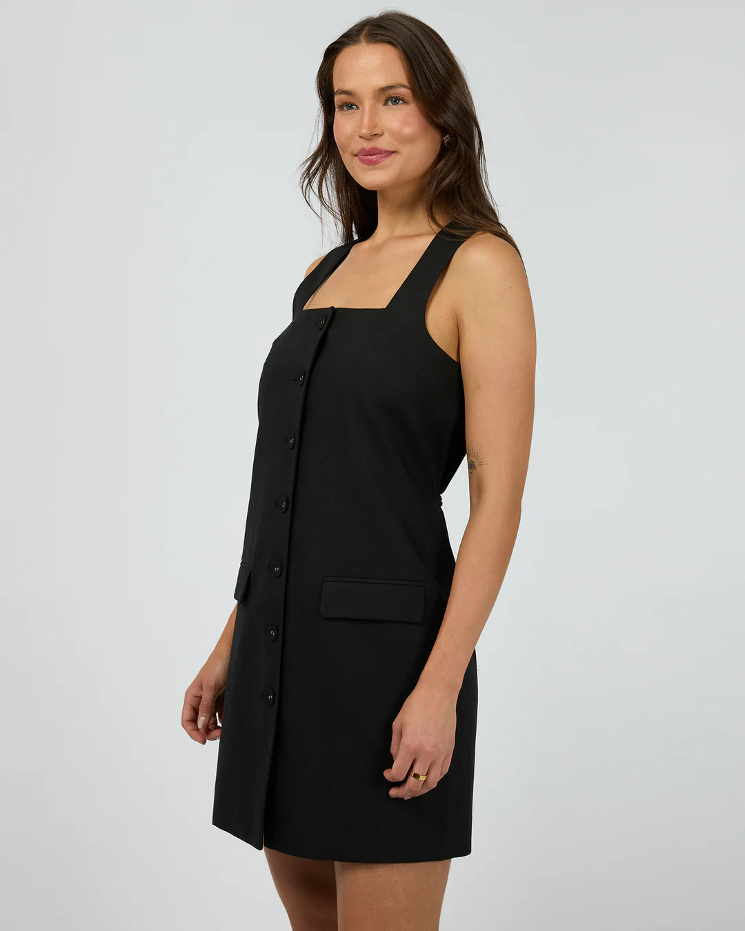 SILENT THEORY AFTERSUN LINEN DRESS BLACK