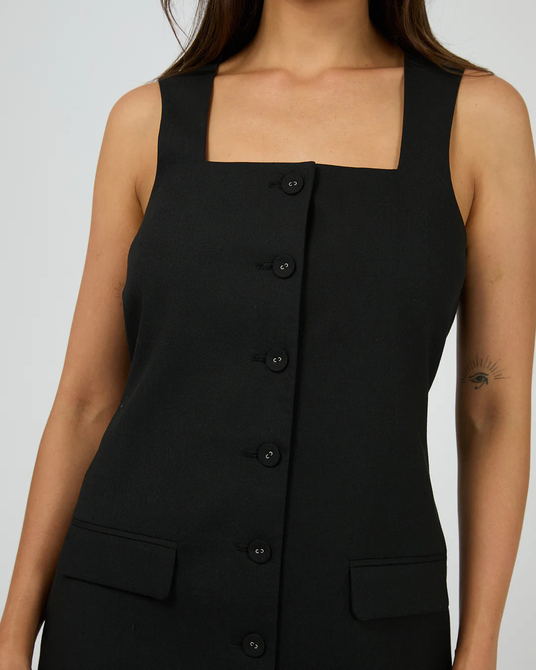 SILENT THEORY AFTERSUN LINEN DRESS BLACK