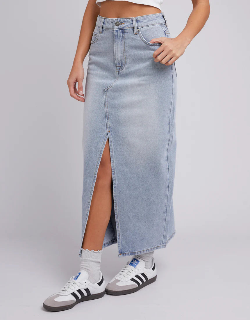 SILENT THEORY EVA MAXI SKIRT LIGHT BLUE