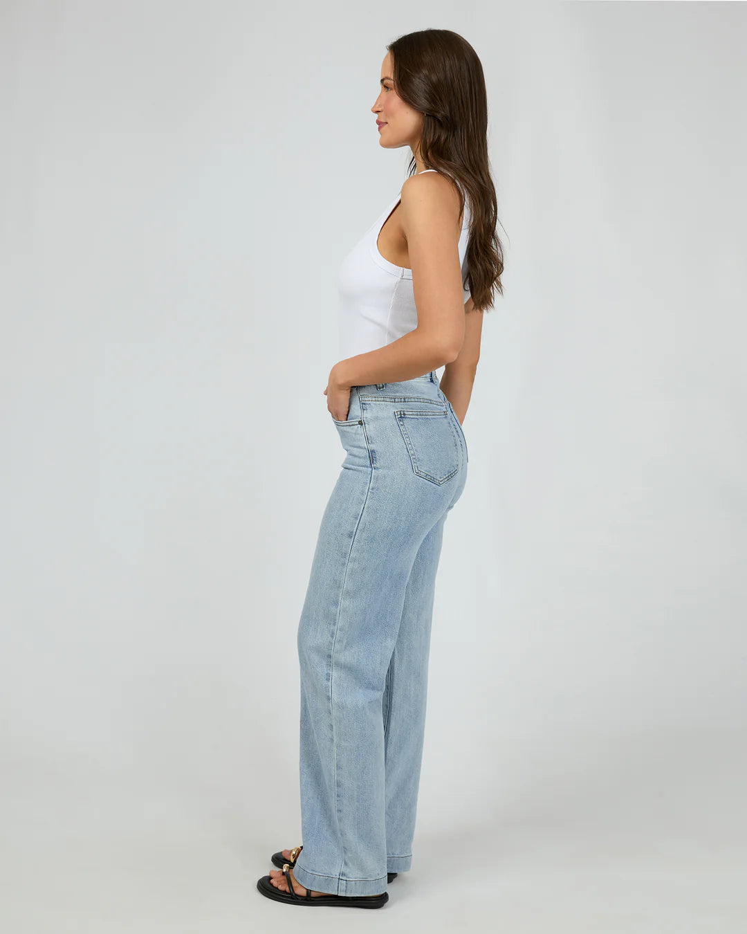 SILENT THEORY HUNTER COMFORT WIDE LEG JEAN LIGHT BLUE
