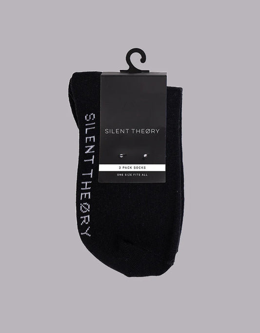 SILENT THEORY CREW SOCK 3 PACK BLACK