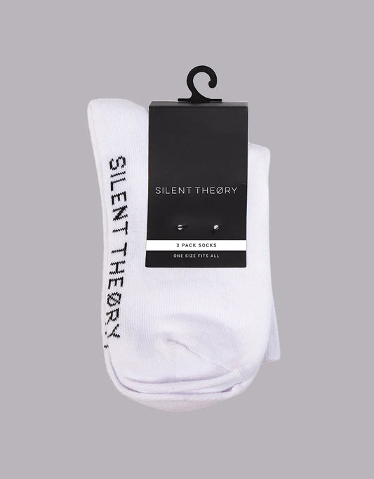 SILENT THEORY CREW SOCK 3 PACK WHITE