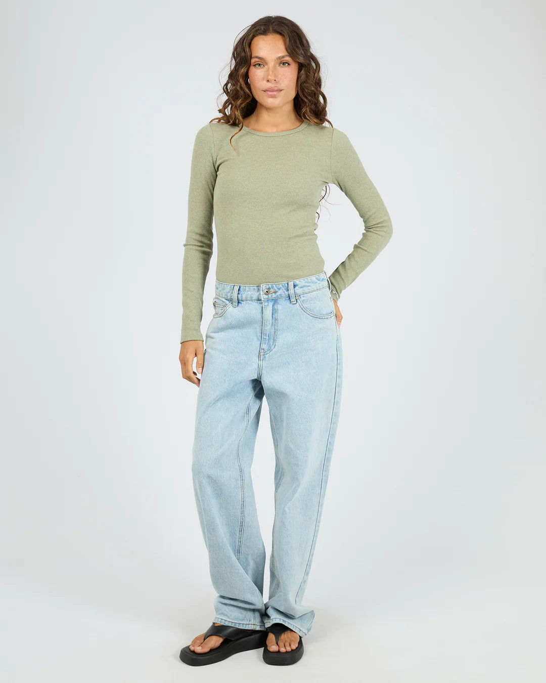 Silent Theory Rib Long Sleeve Tee | Fern