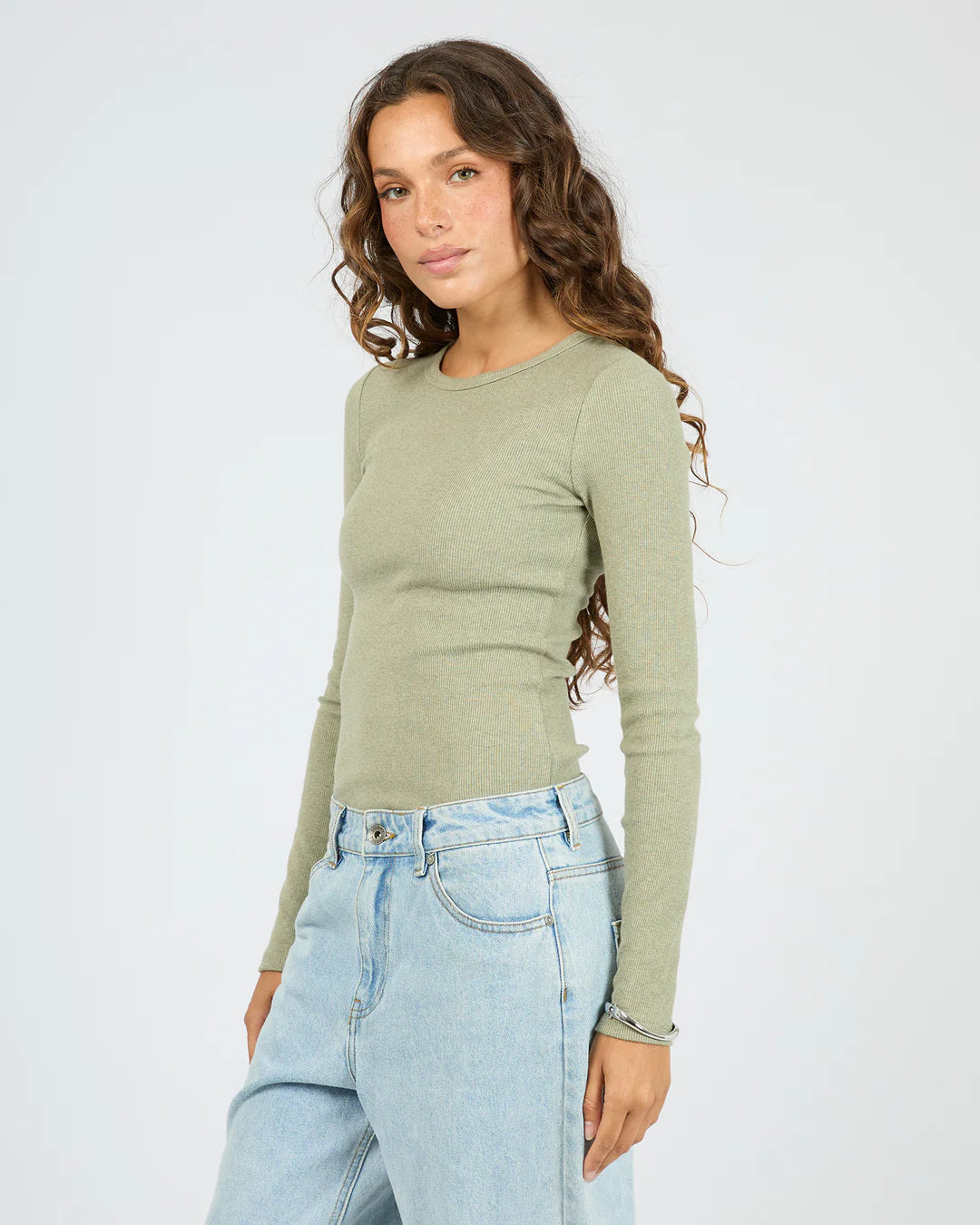 Silent Theory Rib Long Sleeve Tee | Fern