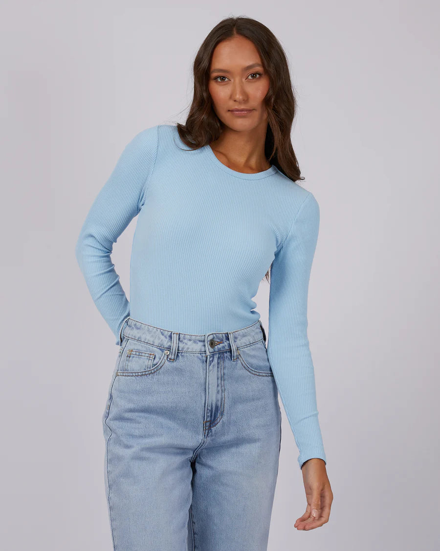 SILENT THEORY RIB LONG SLEEVE SKY BLUE