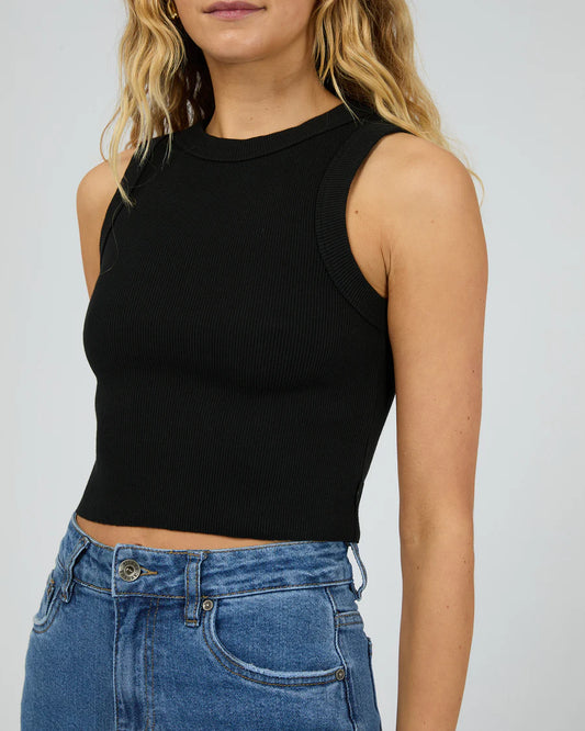 SILENT THEORY PIA CROP TANK BLACK