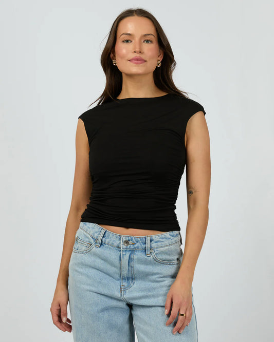 ALL ABOUT EVE EVIE RUCHED TOP BLACK