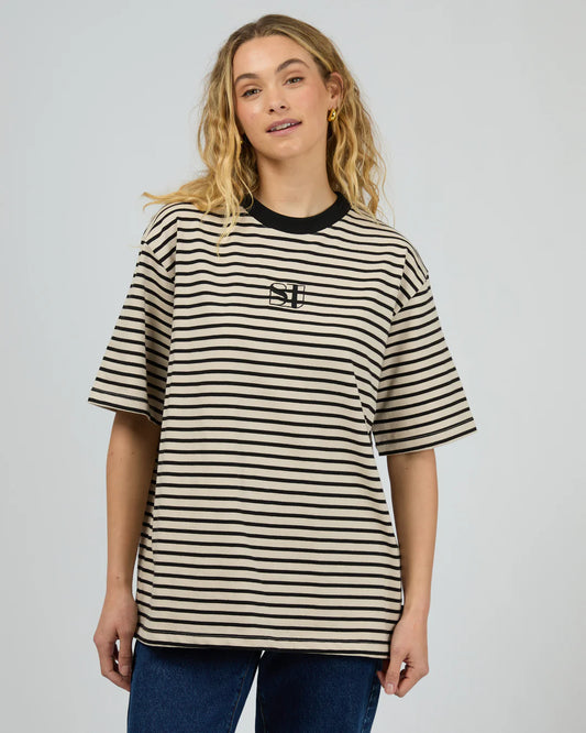 ALL ABOUT EVE SILENT STRIPE S/S TEE BLACK
