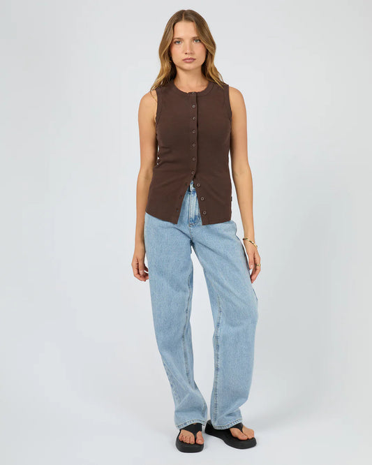 Silent Theory Button Up Tank Chocolate