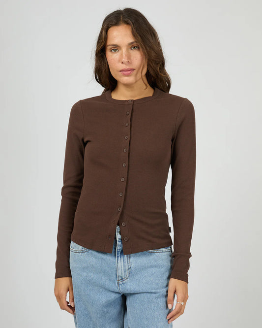 Silent Theory Button Up Long Sleeve Tee | Chocolate