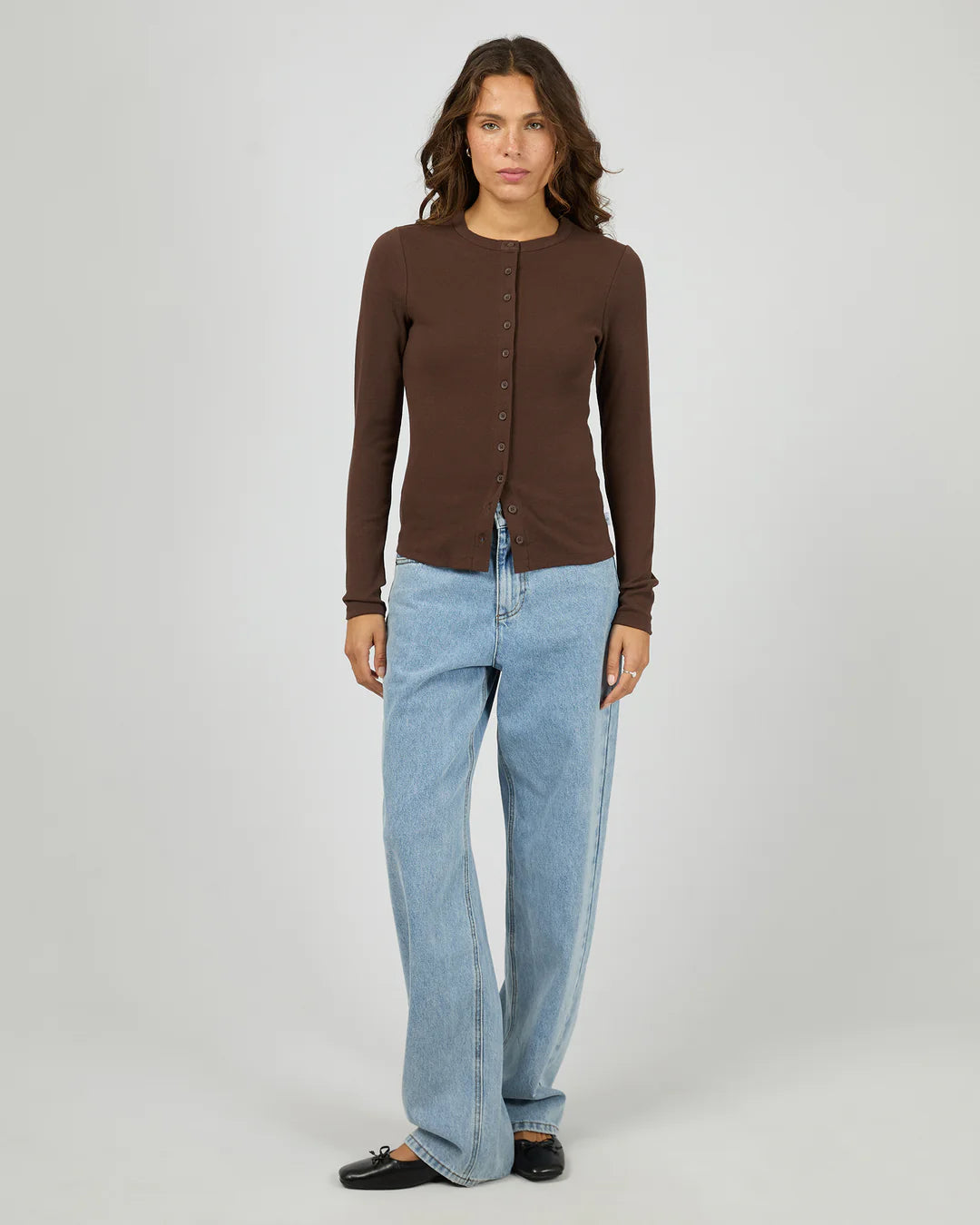 Silent Theory Button Up Long Sleeve Tee | Chocolate