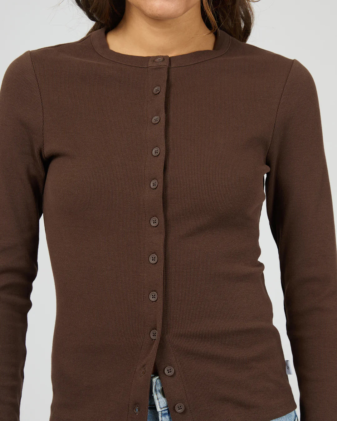 Silent Theory Button Up Long Sleeve Tee | Chocolate