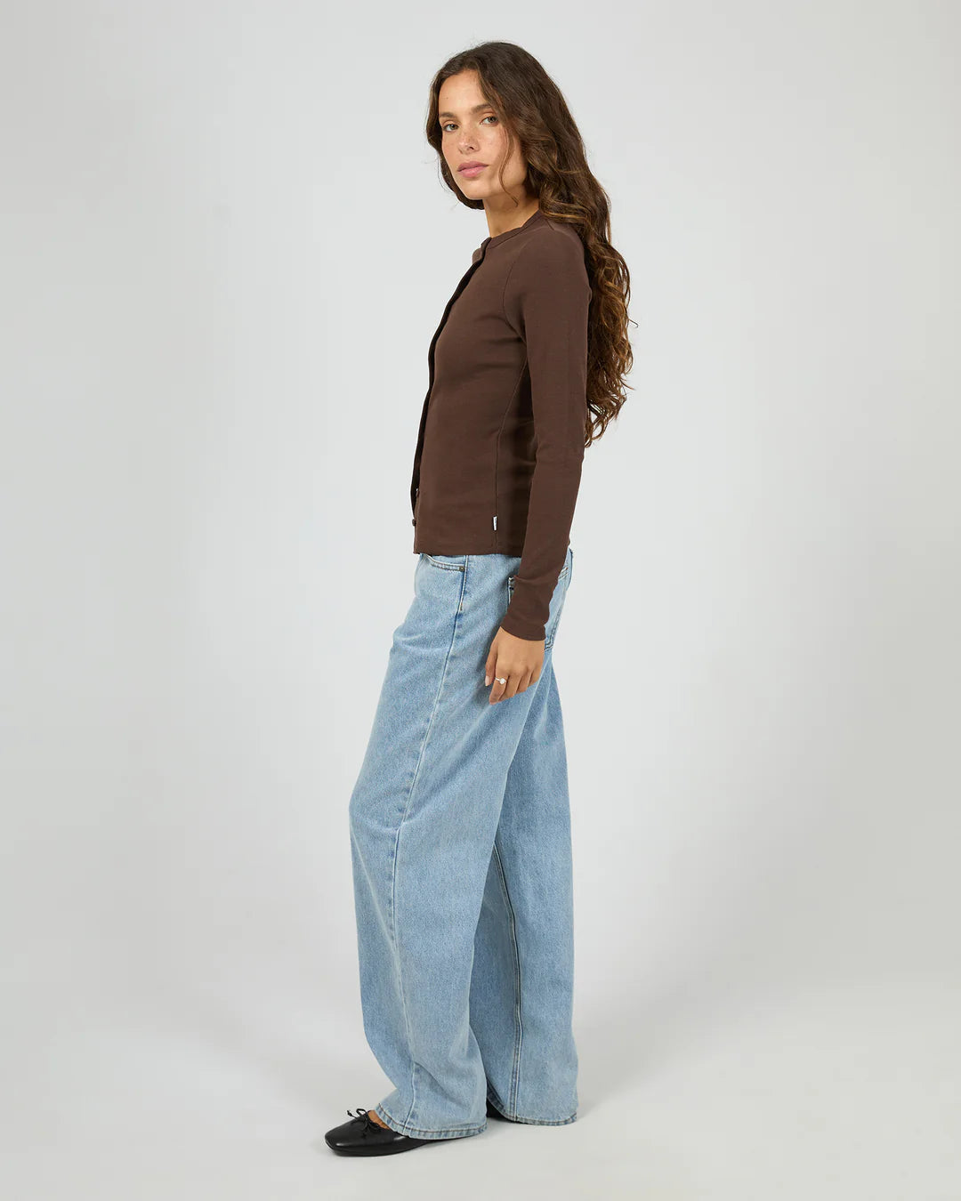 Silent Theory Button Up Long Sleeve Tee | Chocolate
