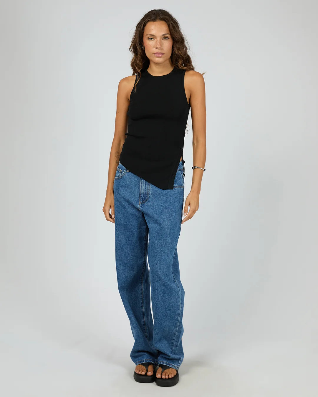 Silent Theory Ollie Button Down Knit Tank | Black