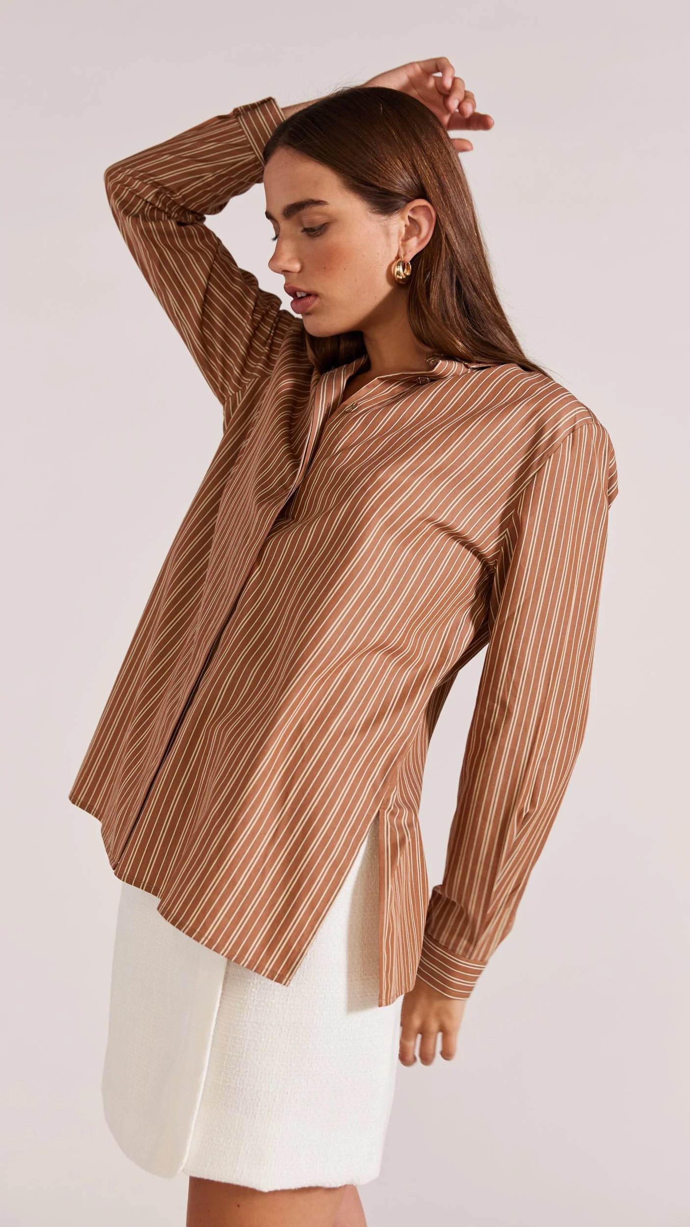 STAPLE THE LABEL HANIA SHIRT BROWN/CREAM