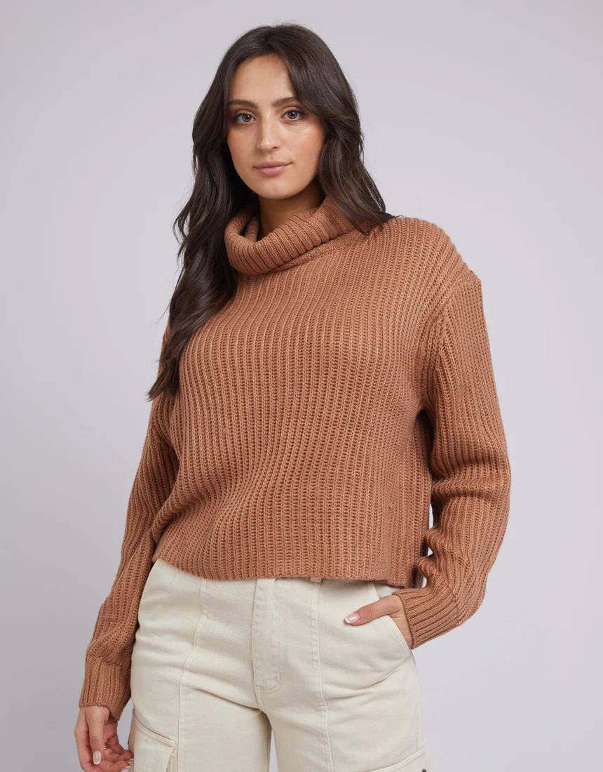 ALL ABOUT EVE ELODIE ROLL NECK KNIT TAN