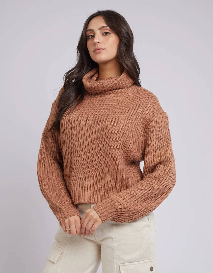 ALL ABOUT EVE ELODIE ROLL NECK KNIT TAN