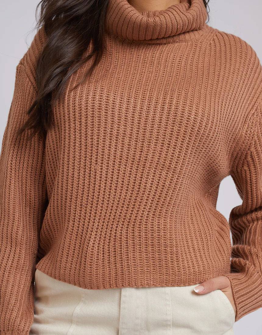 ALL ABOUT EVE ELODIE ROLL NECK KNIT TAN
