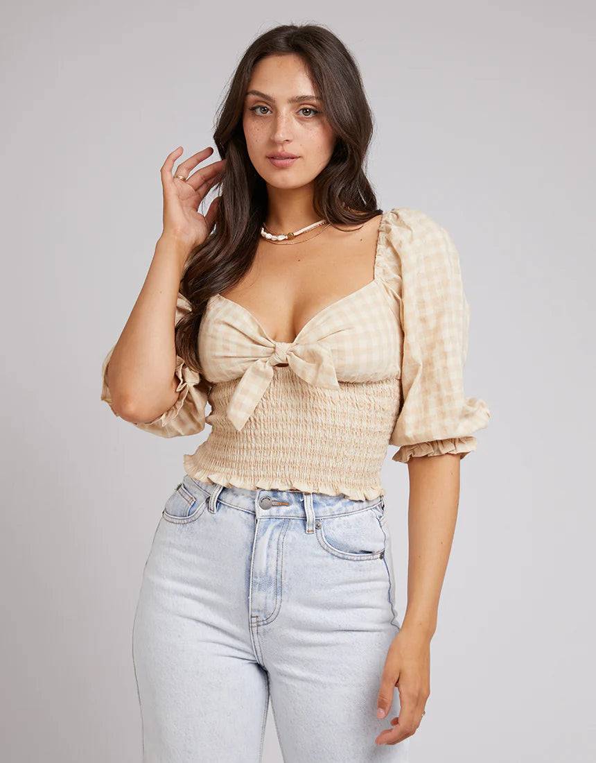 ALL ABOUT EVE GEORGETTE TOP OATMEAL