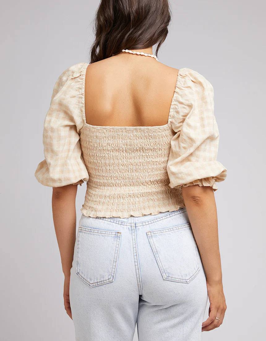 ALL ABOUT EVE GEORGETTE TOP OATMEAL