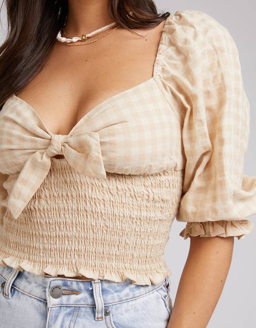 ALL ABOUT EVE GEORGETTE TOP OATMEAL