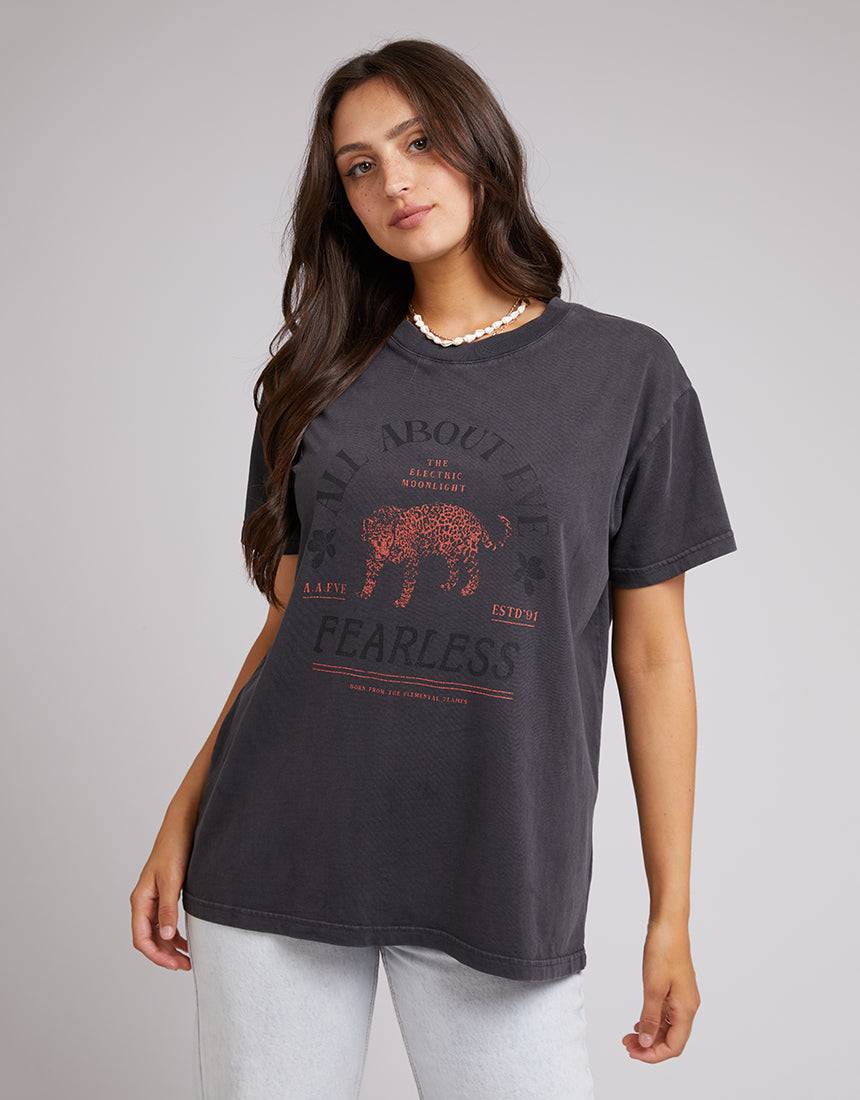 ALL ABOUT EVE FEARLESS TEE WASHED BLACK