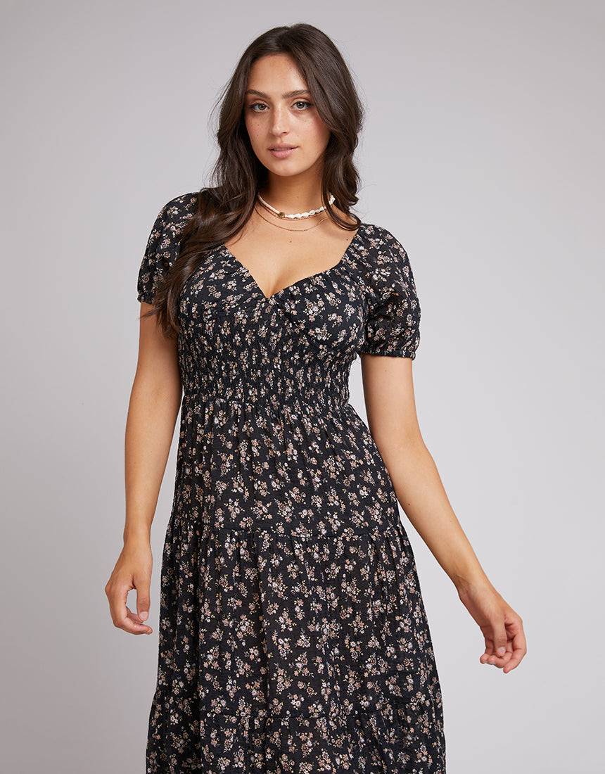 ALL ABOUT EVE MAYA FLORAL MAXI DRESS BLACK